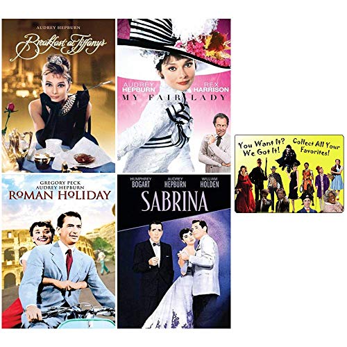 Classic Audrey Hepburn Collection: 4 Movies (Breakfast at Tiffany's / My Fair Lady / Roman Holiday / Sabrina) with Bonus Art Card