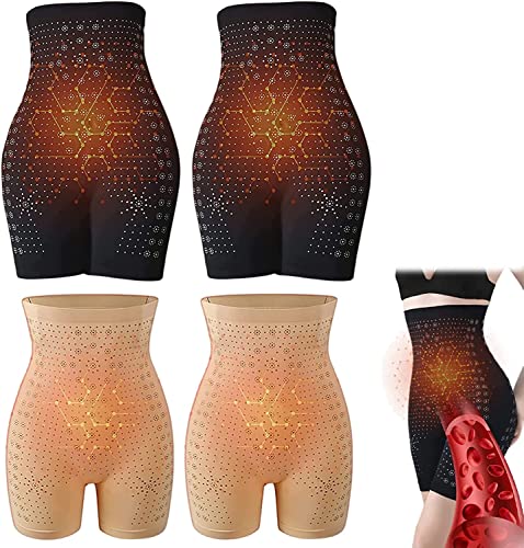 FNIUANF Ice Silk Ion Fiber Repair Shaping Shorts, 2023 New Ice Silk Ion Fiber Repair Shaping Device,Ion Shaping Underwear (One size,Black*2+Skin*2)