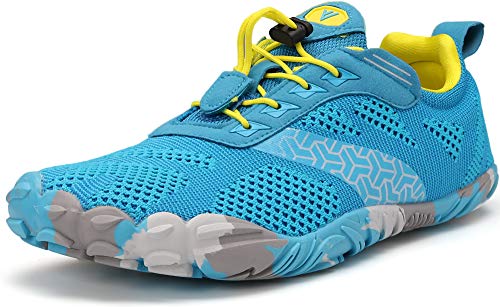 WHITIN Men's Trail Running Shoes Minimalist Barefoot Five Fingers Wide Toe Box Size 12 Gym Workout Fitness Zero Drop Minimus Weightlifting Light Blue 45