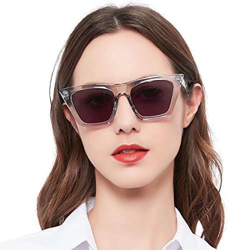 MARE AZZURO Oversized Reader Sunglasses 2.75+ Women Large Cat Eye Sun Reading Glasses 1.00 1.25 1.50 1.75 2.00 2.25 2.50 2.75 3.00 3.50 4.00 (Grey, 2.75)