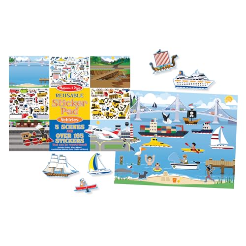 Melissa & Doug Reusable Sticker Pad: Vehicles - 165+ Reusable Stickers - FSC Certified