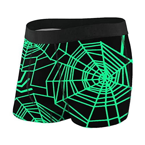 SEAEAGLE Spider Web Glow In The Dark Men'S Underwear Breathable Stretch Boxer Briefs Black