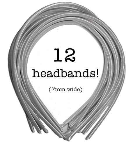 Threddies 12pc Skinny Satin Headbands - 7mm wide, solid color packs (Light Grey)