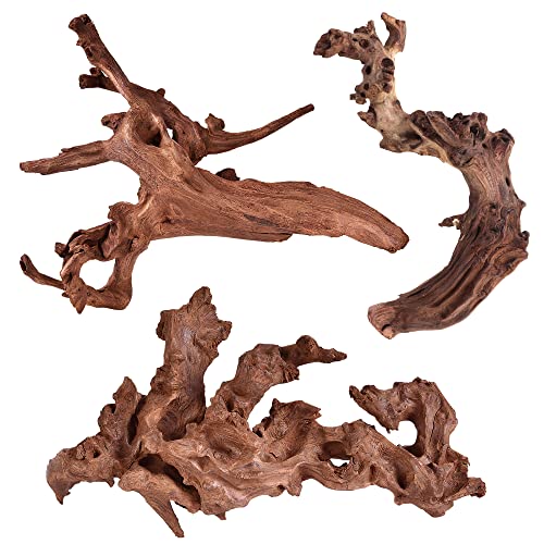 majoywoo Natural Coral Driftwood for Aquarium Decor Fish Tank Decorations, Assorted Driftwood Branch 6-10' 3 Pcs, Reptile Decor…