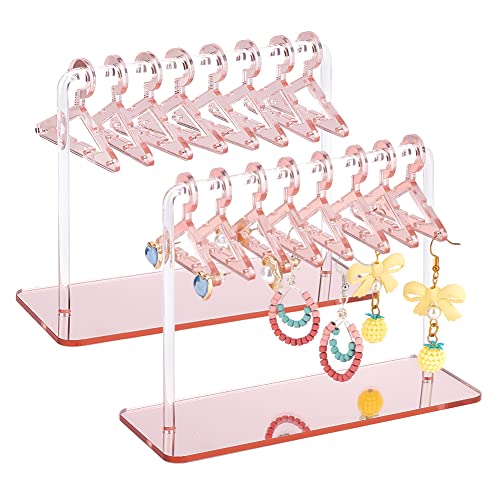 PH PandaHall 2 Sets Acrylic Earring Holder, Coat Hanger Jewelry Display Dangle Earring Hanging Organizer Acrylic Ear Studs Display Rack for Retail Show Personal Exhibition, 2.3x4.6x5.9inch
