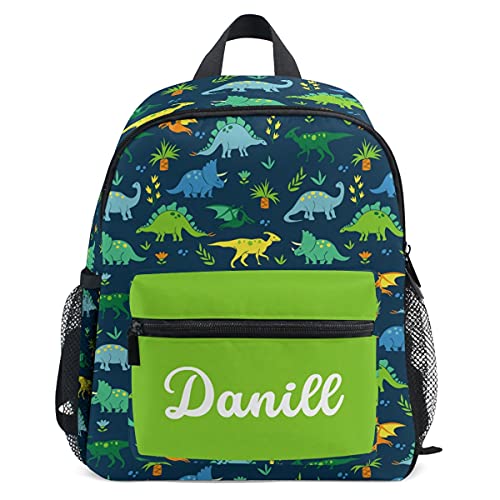 Emelivor Custom Dinosaur Colorful Preschool Backpack for Toddler Boy Girl School Bag for Children Personalized Lightweight Toddler Bookbag with Chest Strap