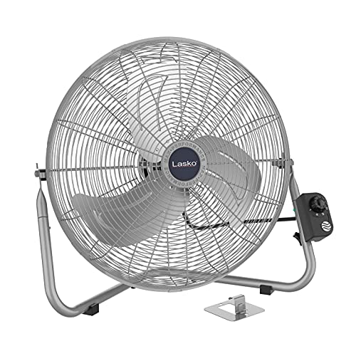 Lasko High Velocity Max Performance Floor Fan with Wall mount Option, 3 Powerful Speeds, Pivoting Fan Head for Home, Garage, Attic, 20', Black, 2265QM