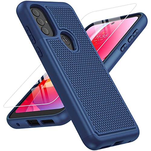 BNIUT for Motorola Moto G Power 2022 Case: Moto G Play 2023 case & Moto G Pure 2021 case - Dual Layer Protective Heavy Duty Phone Cover Shockproof Rugged with Non Slip Textured Tough (Navy Blue)
