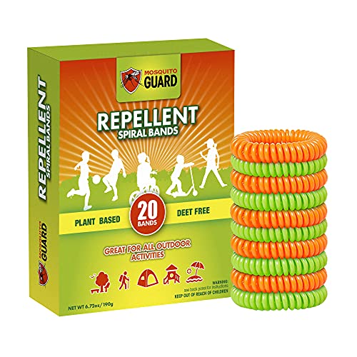 Mosquito Guard 20 Individually Wrapped Mosquito Repellent Bracelets for Kids - Plant Based DEET Free Mosquito Bands - Mosquito Repellent Outdoor Patio