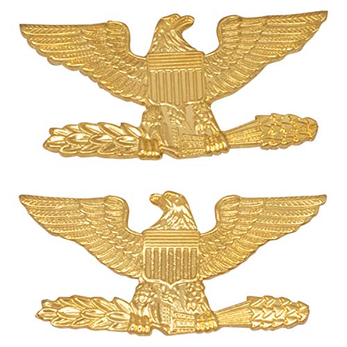 Smith & Warren 3/4' H Colonel Eagles Collar Brass Rank Insignia Gold Finish Police Fire Military Uniform Pin