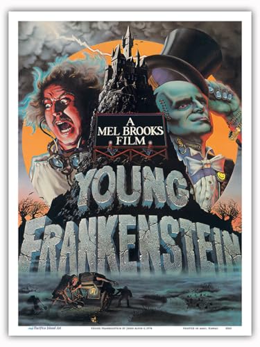 Young Frankenstein - Starring Gene Wilder - Directed by Mel Brooks - Vintage Film Movie Poster by John Alvin c.1974 - Master Art Print (Unframed) 9in x 12in