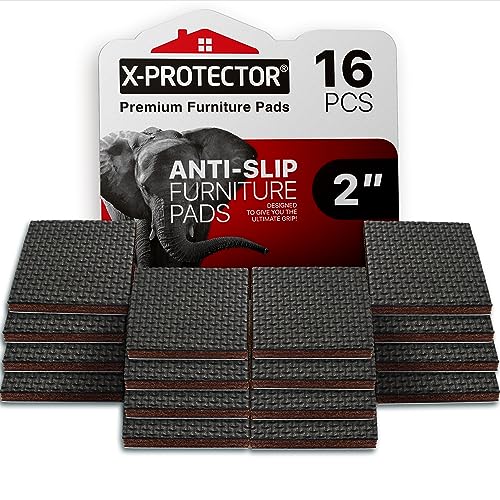 X-PROTECTOR Non Slip Furniture Pads - 16 Premium Furniture Grippers 2'! Self-Adhesive Rubber Feet Furniture Feet - Ideal Non Skid Furniture Pad Floor Protectors - Keep Furniture in Place!