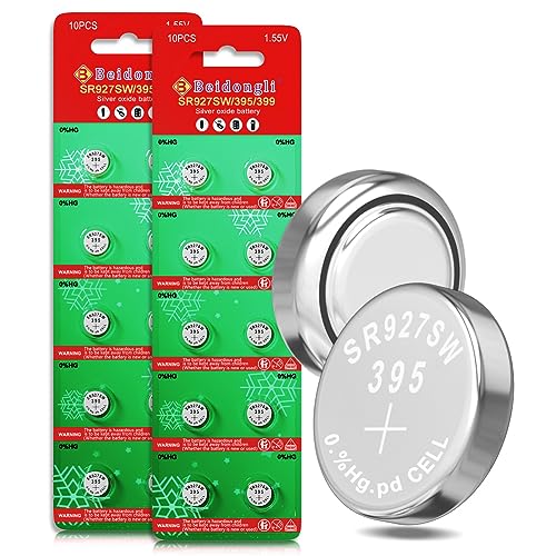 Beidongli SR927sw 1.5V Button Battery 395 AG7 for Watch and Cell Battery Pack of 20【3-Year Warranty】