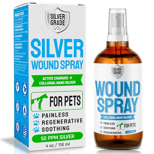 SILVER GRADE Wound Spray for Pets  Colloidal Silver Wound and Skin Care for Dogs & Cats  Helps with Rashes, Hot Spots, Itch, Scratching, Skin Irritation, Bites & Burns  Safe if Licked (4 oz)