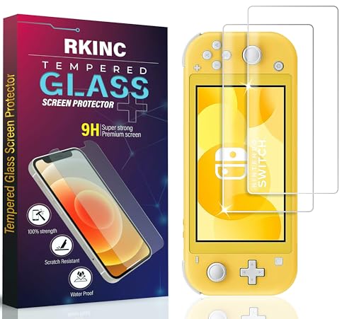 RKINC Screen Protector [2-Pack] for Nintendo Switch Lite 2019, Tempered Glass Film Screen Protector, 0.33mm [LifetimeWarranty][Bubble-Free][Anti-Scratch][Anti-Shatter]