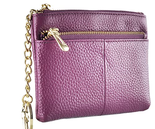Beurlike Womens RFID Coin Purse Change Wallet Small Leather Card Holder Keychain (Purple)
