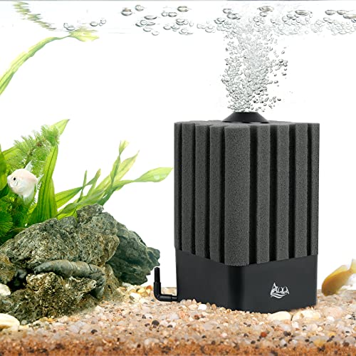 AQQA Aquarium Sponge Filter Submersible Fish Tank Filter Ultra Quiet Aeration Bio Sponge Corner Filter for Breeding Fry Betta Shrimp Fish Tank (Small for 5-20 Gallon)