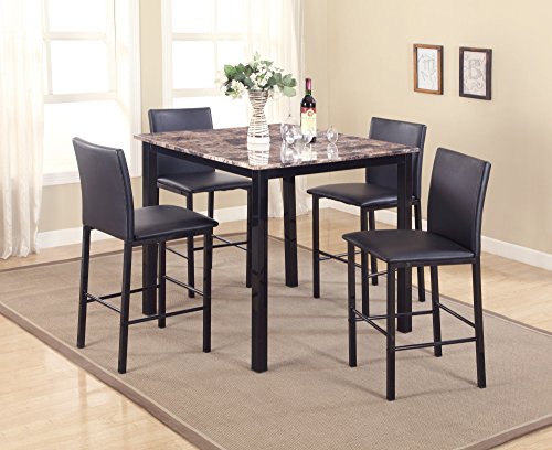 Roundhill Furniture 5 Piece Citico Counter Height Dining Set with Laminated Faux Marble Top