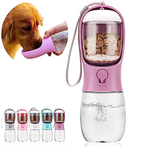 AVELORA Dog Water Bottle,Portable pet Water Bottle with Food Container,Outdoor Portable Water Dispenser for Cat,Rabbit,Puppy and Other Pets for Walking,Hiking,Travel(10oz)