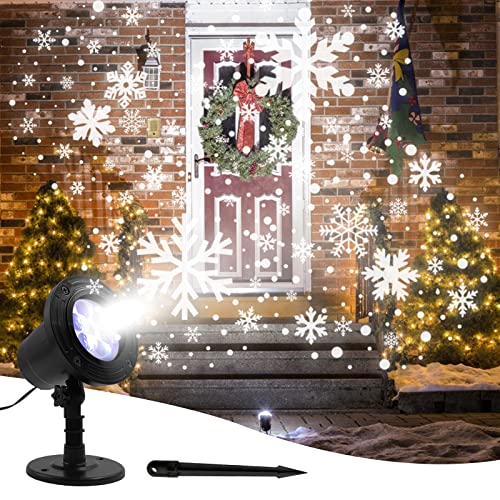 Christmas Snowflake Lights Projector - Christmas Projector Lights Outdoor with Waterproof Plug in Moving Effect Wall Mountable for Garden Ballroom, Party, Halloween, Holiday