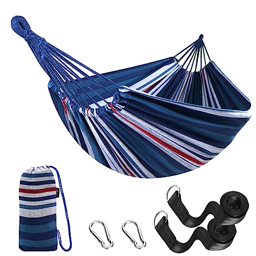 Anyoo Garden Cotton Hammock Comfortable Fabric Hammock with Tree Straps for Hanging Sturdy Hammock Up to 660lbs Portable Hammock with Travel Bag for Camping Outdoor/Indoor Patio Backyard