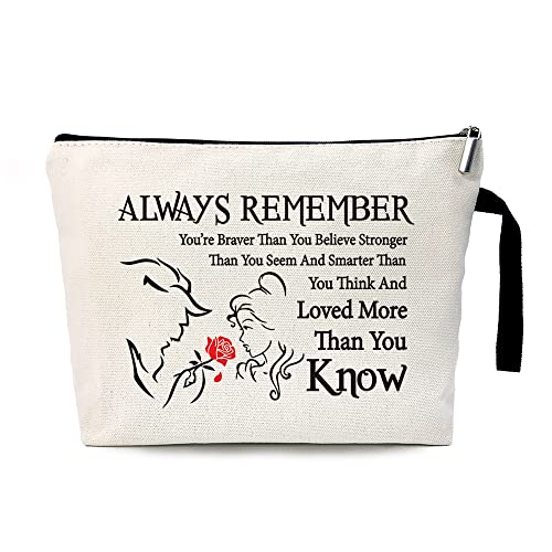 ZHANTUONE Beauty Beast Story Cosmetic Bag，you Are Braver Stronger Smarter Than You Think Cosmetic Bag，Beauty Beast Inspired Gifts，Beauty Beast Movie Fans Gift，Gift Idea for Fans