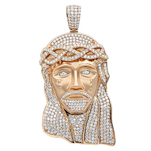 Hip Hop Jewelry Piece Large Jesus Face VS Diamond Pendant for Men 18K Gold 11.6ctw G-H color (Rose Gold)