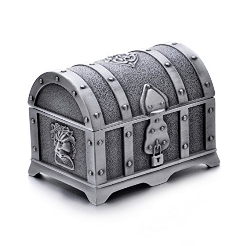 REINDEAR Vintage Pewter Tooth Fairy Treasure Chest Box