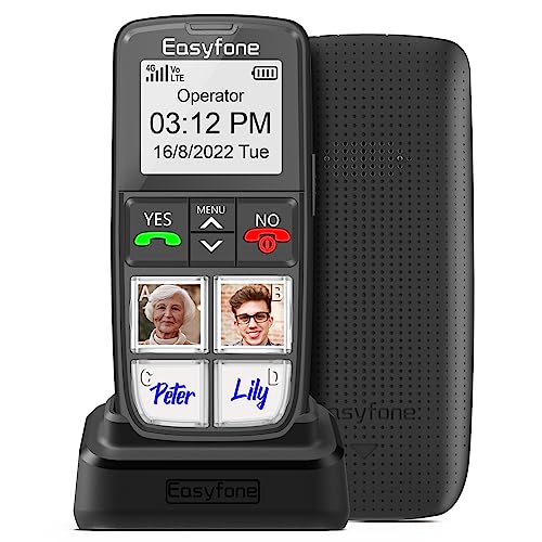 Easyfone T6 4G Picture Button Cell Phone for Seniors and Kids | Easy-to-Use | Clear Sound | Easy Charging Dock | SOS Button | SIM Card Included | Good for Dementia, Alzheimer's and Kids (T6)