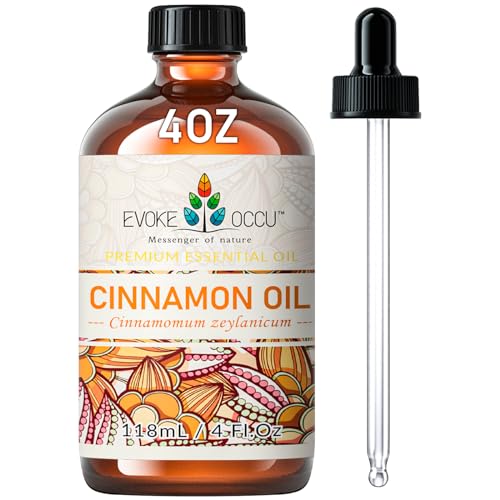 EVOKE OCCU Cinnamon Essential Oil 4 Oz, Pure Cinnamon Oil for Diffuser Massage Air Cleansing- 4 FL Oz
