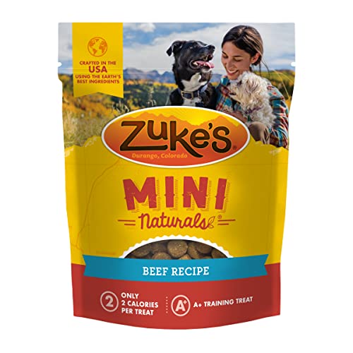 Zuke’s Mini Naturals Soft And Chewy Dog Treats For Training Pouch, Natural Treat Bites With Beef Recipe - 16.0 OZ Pouch