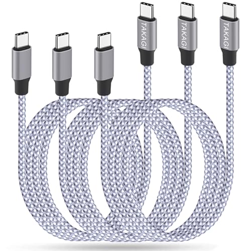 USB C Cable, Nylon Braided USB C to USB C Charger Fast Charging 60W 6ft 3Pack Data Sync Type-C Cord for iPhone 15/15 Pro/ 15 Plus/15 Pro Max/iPad Mini 6,Pro 12.9/Air 4/5/Galaxy S24/23/22/Note 20