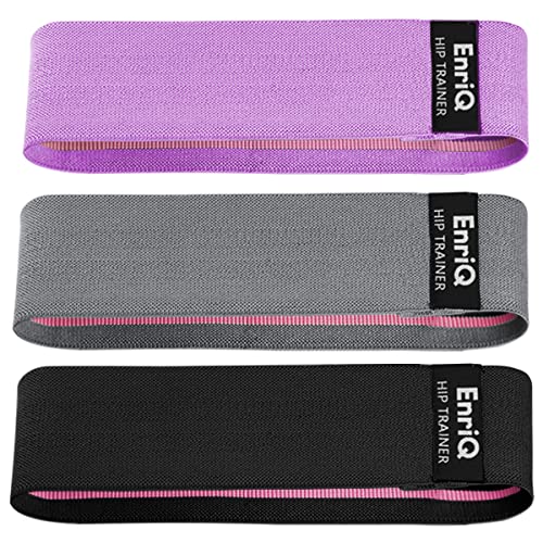 EnriQ Booty Bands Fabric Resistance Bands for Legs and Butt Cloth Hip Bands Workout Exercise Bands 3 Set Women Men Stretch Exercise Loops Thick Wide Non Slip Bootie Band