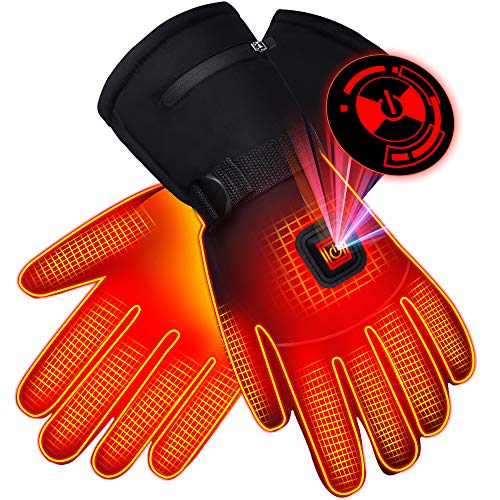 Spring Heated Gloves,Electric Rechargeable Battery Power Waterproof Touchscreen Heated Gloves for Men Women, 3 Heating Temperature Adjustable Thermal Gloves for Skiing Hunting Fishing Camping Cycling