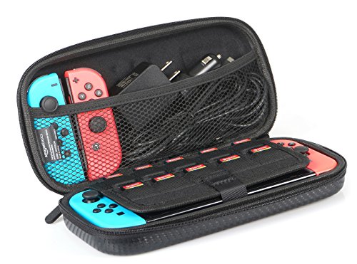 Amazon Basics Carrying Case for Nintendo Switch Console and Accessories - 10 x 2 x 5 Inches, Black