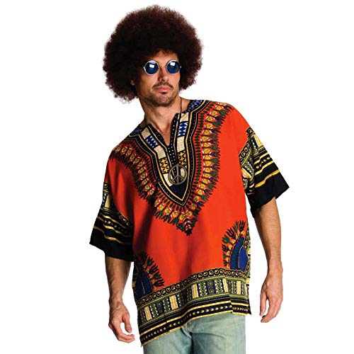Rubie's mens Heroes and Hombres, Men's Hippie Shirt Wig adult sized costumes, Orange, Standard US