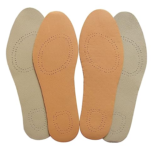Bellcon Leather Shoes Insoles for Women Sole Liners Thin Pad Men and Odor Inserts Boots Inner Soles Dress Sneakers, 3 Pairs/ 8-9 M US, Griege + Black + Brown