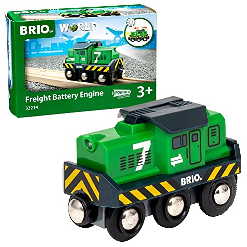 BRIO World 33214 - Freight Battery Engine - Engaging Wooden Toy Train Set for Kids Age 3 and Up | Battery Powered | Interactive Play | Ideal