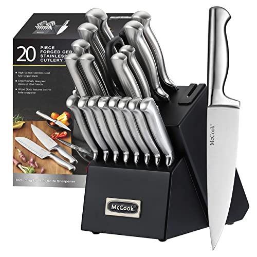 McCook Knife Sets,German Stainless Steel Kitchen Knives Block Set with Built-in Sharpener