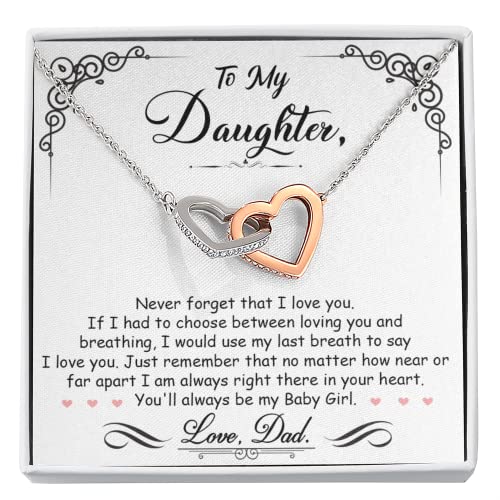 FG Family Gift Mall Birthday Gifts For Daughter Necklace, Father Daughter Gifts From Mom, Gifts For Daughter From Dad, Daughter Necklaces From Mom, Stainless Steel, Cubic Zirconia