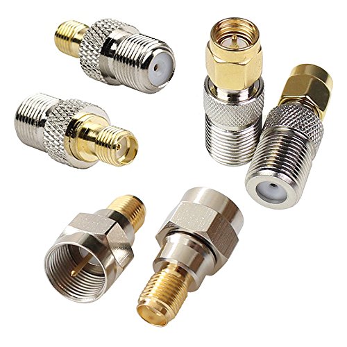 exgoofit F Type to SMA Male Female Coax Connector Coaxial Adapter 2 Sets 6 Pcs