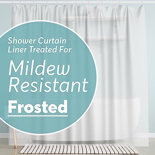 BigFoot Shower Curtain Liner – 72 x 72 PEVA Heavy Duty Shower Curtain with Rustproof Metal Grommet and 3 Magnetic Weights – Odor Free and Compatible with Standard Showers, Frosted