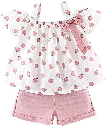 Hipea Toddler Baby Girls Summer Clothes Outfits Ruffle Camisole Spot Dot Tops and Casual Shorts 2-Piece Newborn Girl Clothing Set (2-3T)