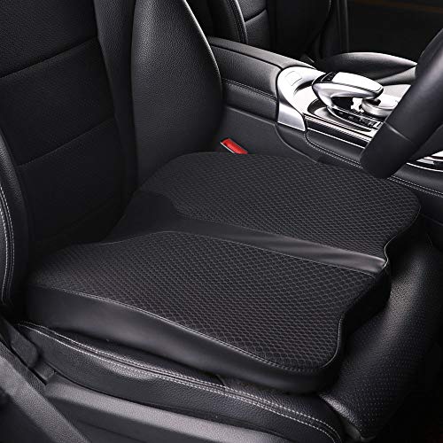 LARROUS Car Seat Cushion - Comfort Memory Foam Seat Cushion for Car Seat Driver, Tailbone (Coccyx) Pain Relief, Car Seat Cushions for Driving (Black)