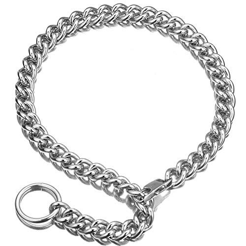 Jxlepe Womens Choker Chain Cuban Link Necklace woth tail 0.4inch wide Punk Rock Stainless Steel Gift for her Sexy Pendant Xxxt. Necklace (White, 20)