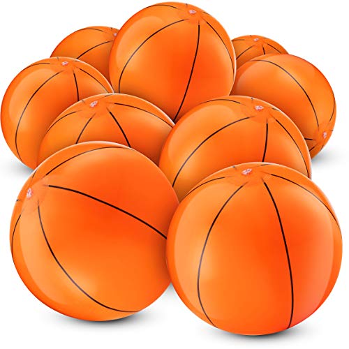 Bedwina Inflatable Basketballs (Pack of 12) 16-inch, Beach Balls for Sports Themed Birthday Parties, Beach Pool Party Toys, Summer Games, Favors for Kids