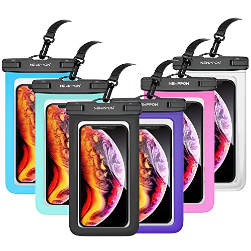 6 Pack Waterproof Cell Phone Pouch : Universal Water Proof Dry Bag Case with Neck Lanyard - Underwater Clear Cellphone Holder Large Protector for iPhone Samsung Galaxy for Beach Pool Swimming