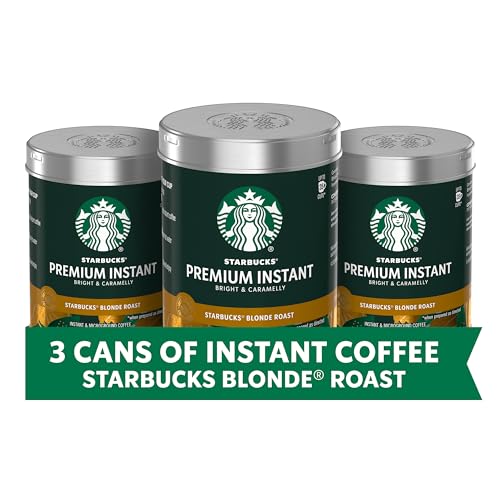 Starbucks Premium Instant Coffee, Blonde Roast, 100% Arabica Beans, 3 Pack (3.17 Oz Each)