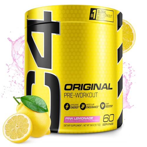 Cellucor C4 Original Pre Workout Powder Pink Lemonade Vitamin C for Immune Support Sugar Free Preworkout Energy for Men & Women 150mg Caffeine + Beta Alanine + Creatine 60 Servings