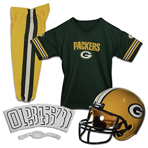 Franklin Sports Green Bay Packers Kids Football Uniform Set - NFL Youth Football Costume for Boys & Girls - Set Includes Helmet, Jersey & Pants - Small